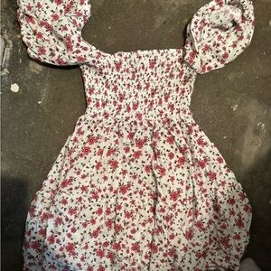 Floral Smocked Dress with Puff Sleeves
